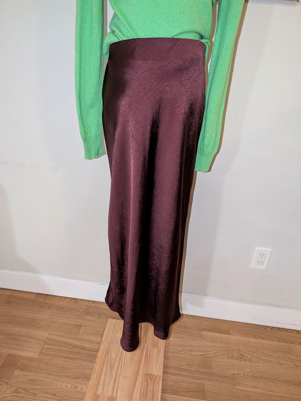 Satin Maxi Skirt in Deep Plum - Women